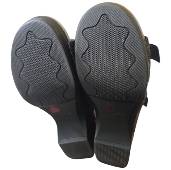 Dansko Sophie Black Glitter Leather Two Strap Platform Sandals 40 10-10.5 - Picture 10 of 13